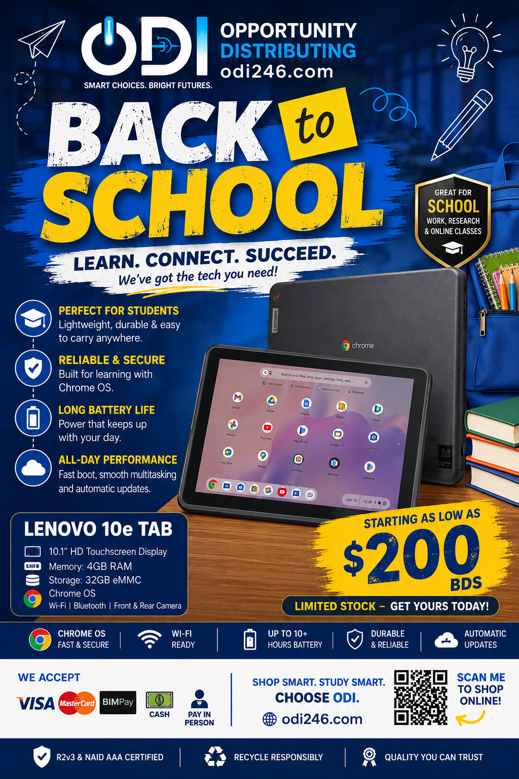 🔥 Lenovo 10e Chromebook Touchscreen Tablet – 10” | 32GB 🔥